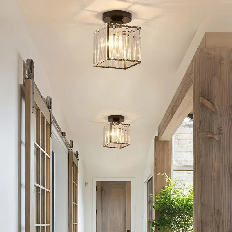Nordic Modern Crystal E27 Ceiling Light – Bedroom & Corridor Crystal Ceiling Light Qme