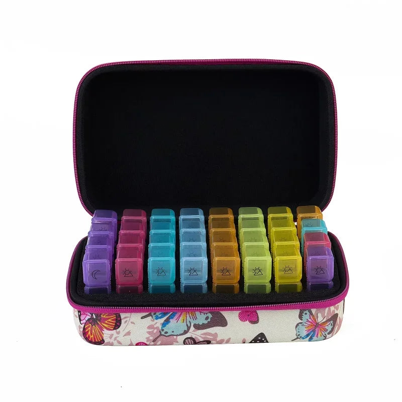 Weekly Pill Organizer 7-Day Large Travel Pill Case 32 Compartments Pill Organizer Qst