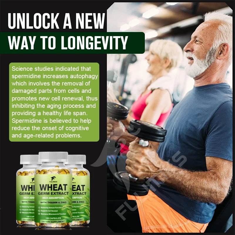 Wheat Germ Extract Capsules with Zinc – Healthy Aging & Energy Nutritional Supplement Qst