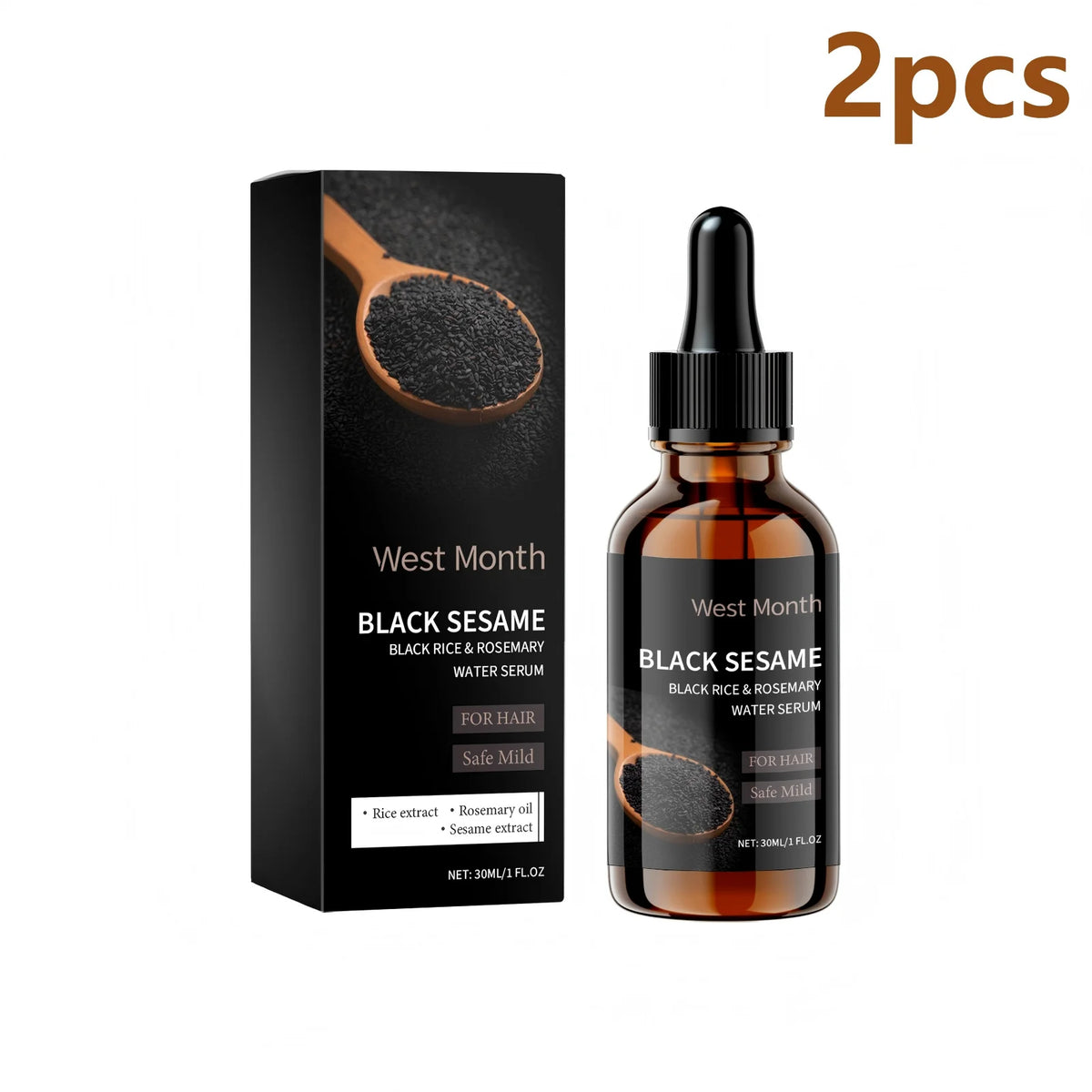 West Month Black Rice Rosemary Hair Growth Serum 30ml Hair Growth Serum Qst 2pcs
