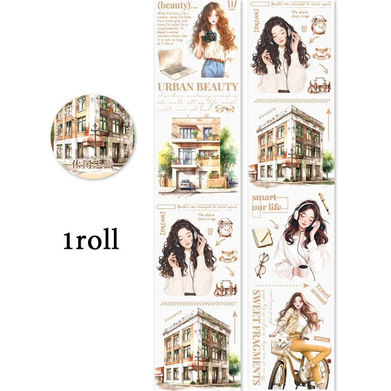 Watercolor Forest Girl Washi Tape – Junk Journal & Collage Decorative Washi Tape Qme A