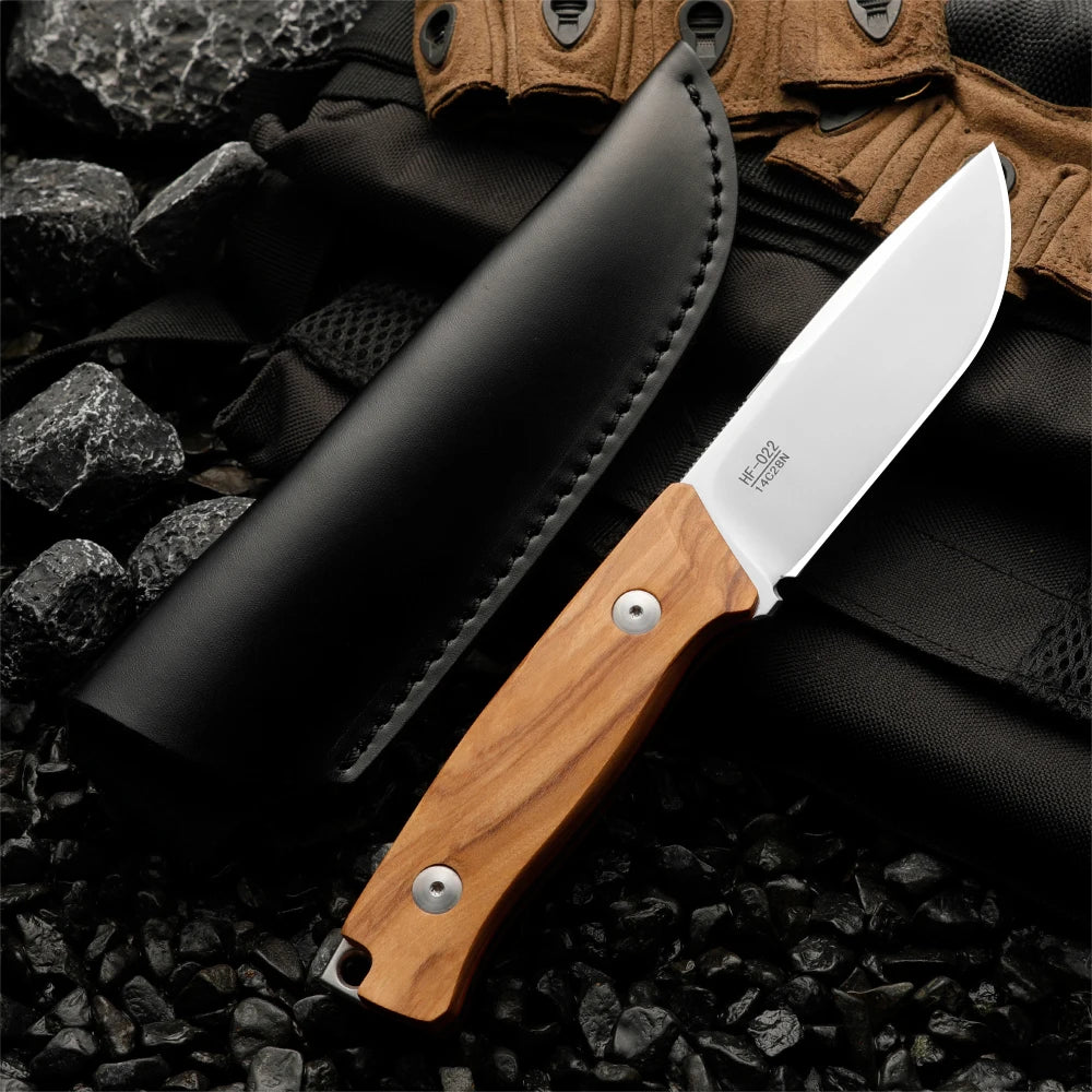 Fixed Blade Outdoor Survival Knife – Steel & Wood Handle Fixed Blade Knife Qst