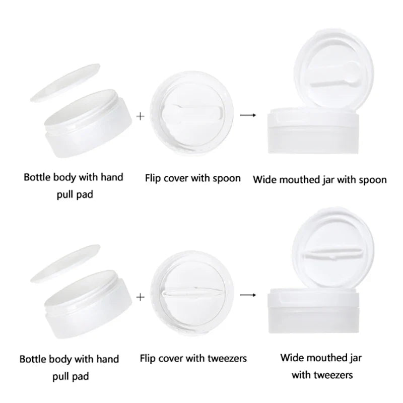 Refillable Travel Cream Jar with Spoon & Tweezers | Empty Pot Travel Cosmetic Jar Qme