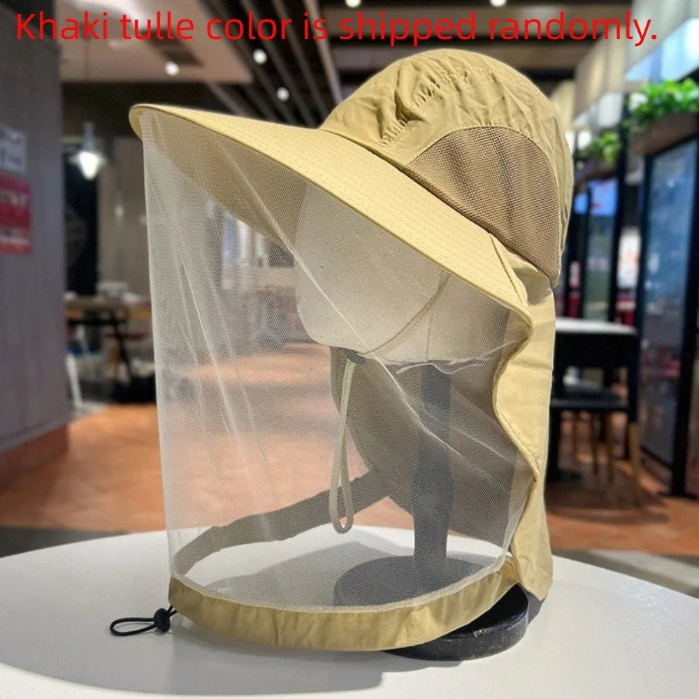 UPF50+ Wide Brim Mosquito Net Hat – Foldable & Lightweight Mosquito Net Hat Qme Khaki