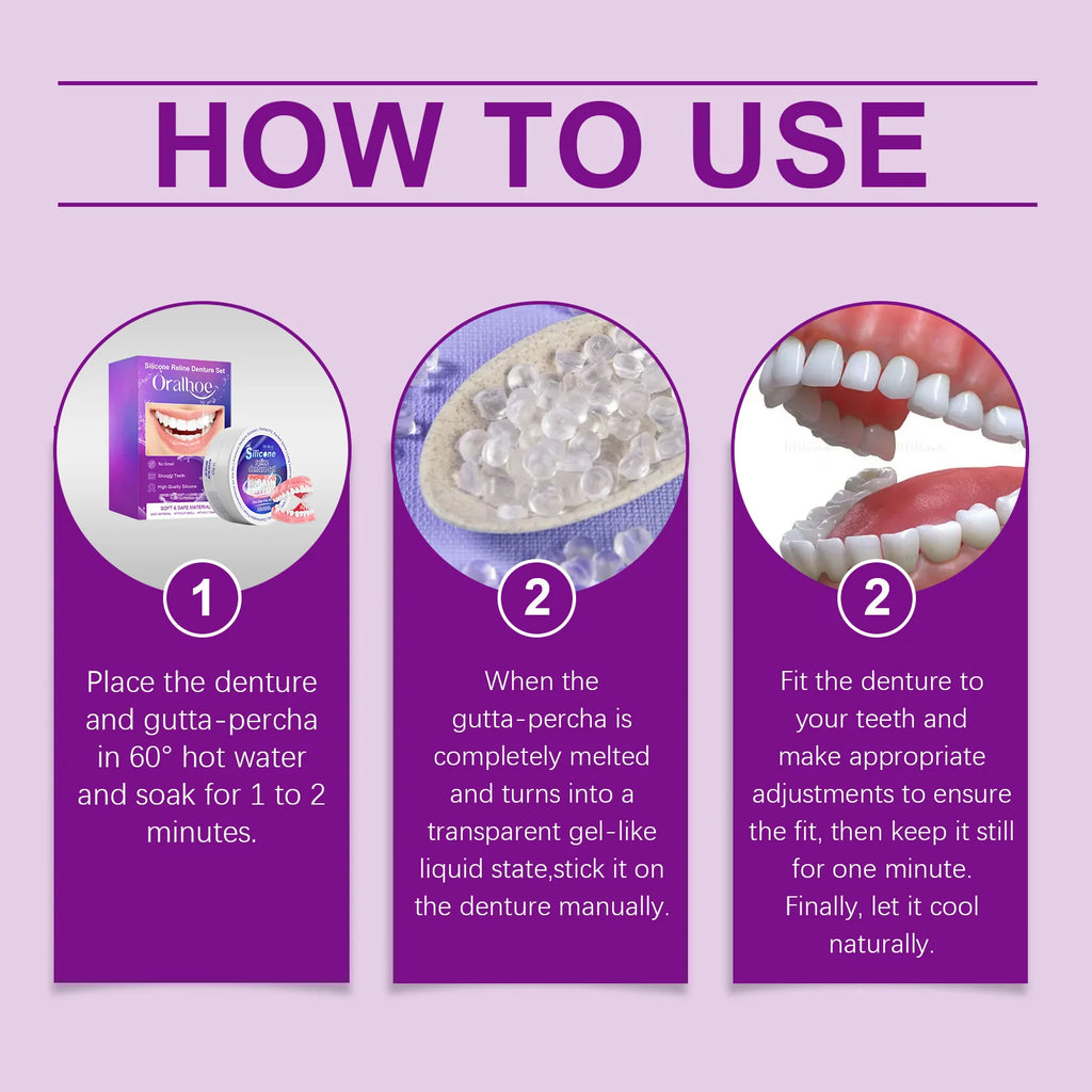 Oralhoe Silicone Temporary Denture Set – Natural Smile Kit Temporary Denture Set Qst