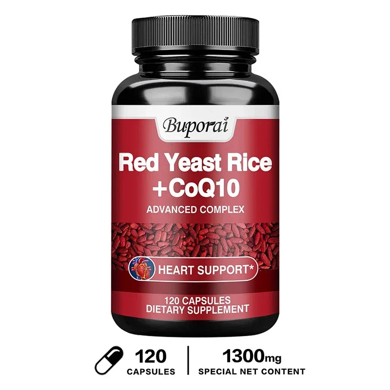 Red Yeast Rice with CoQ10 Supplement – Antioxidant Energy Dietary Supplement Qst 120 Capsules
