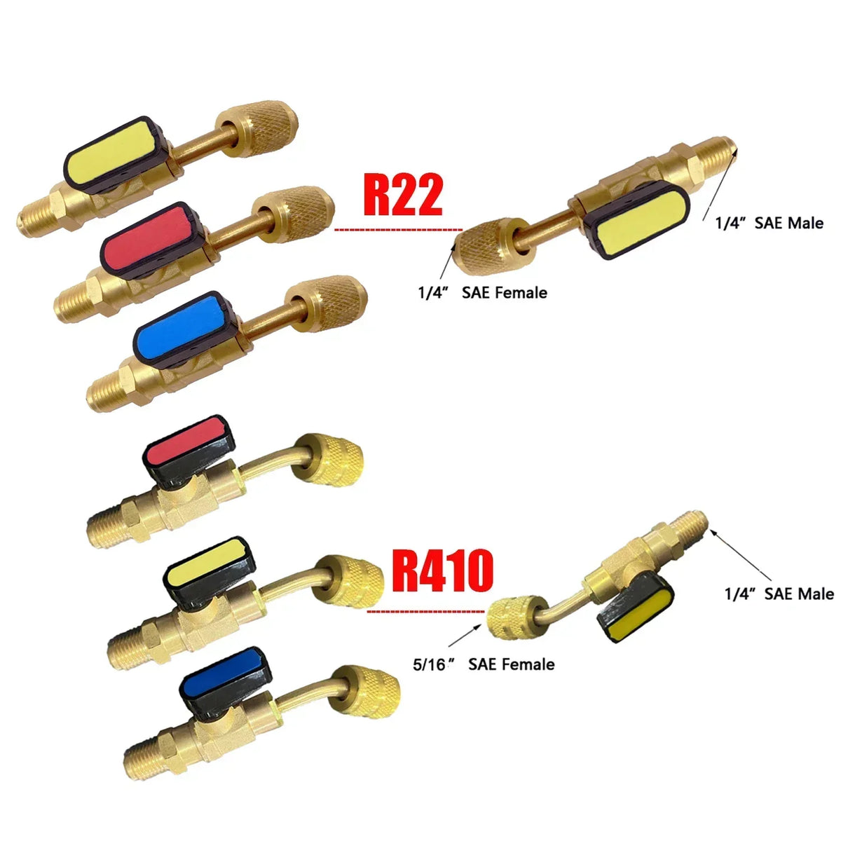 Refrigerant Angled Shut-Off Ball Valve Adapter 1/4" SAE R22 R12 R410a Refrigerant Valve Adapter Qme