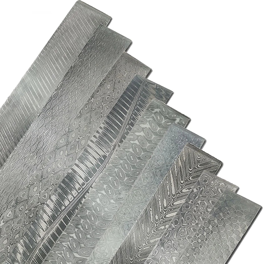 Damascus Steel Knife Blank Billet – Heat Treated DIY Bar 22x3cm Knife Making Billet Qst