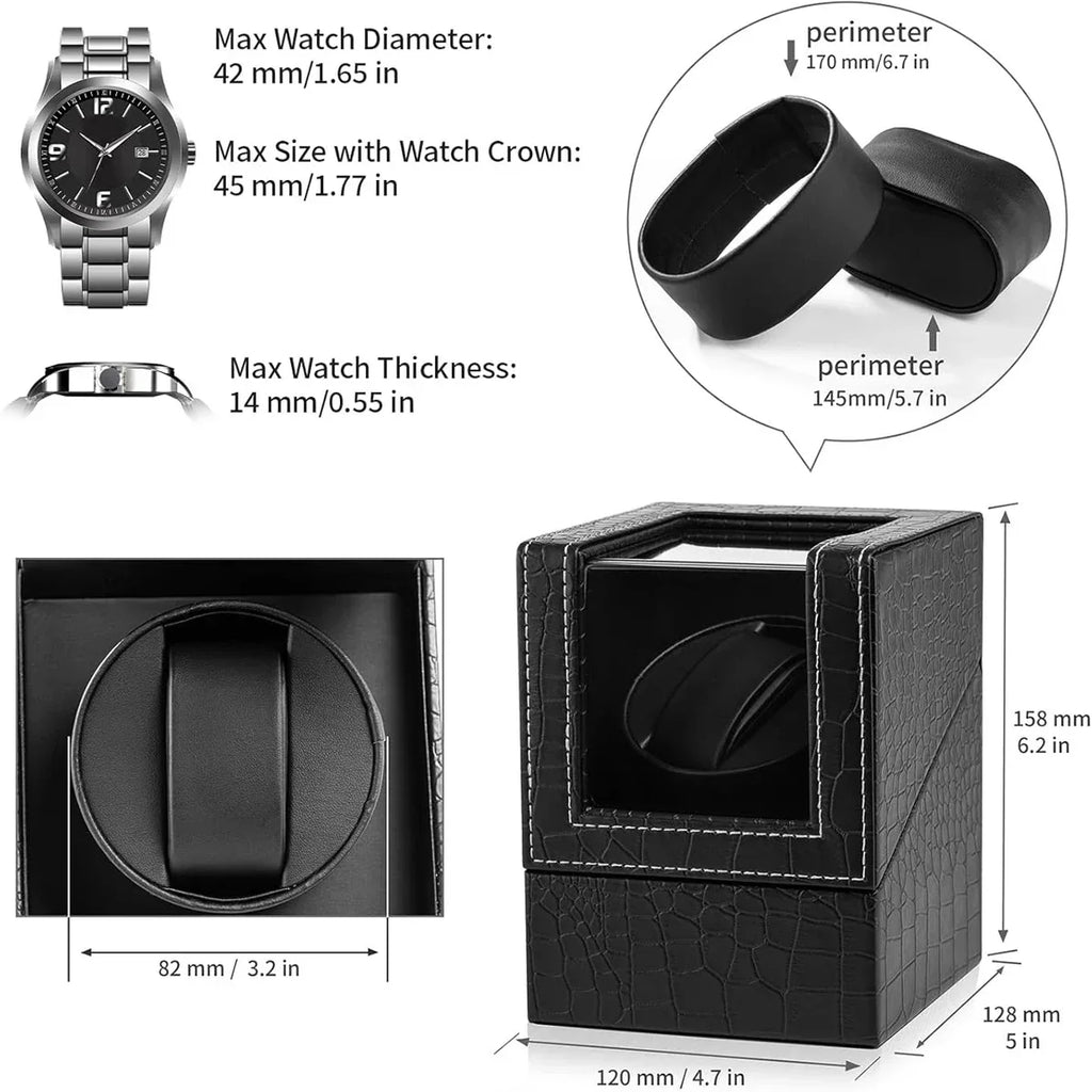 2-Slot Automatic Watch Winder Box USB Powered – Quiet Motor Watch Winder Box Qme