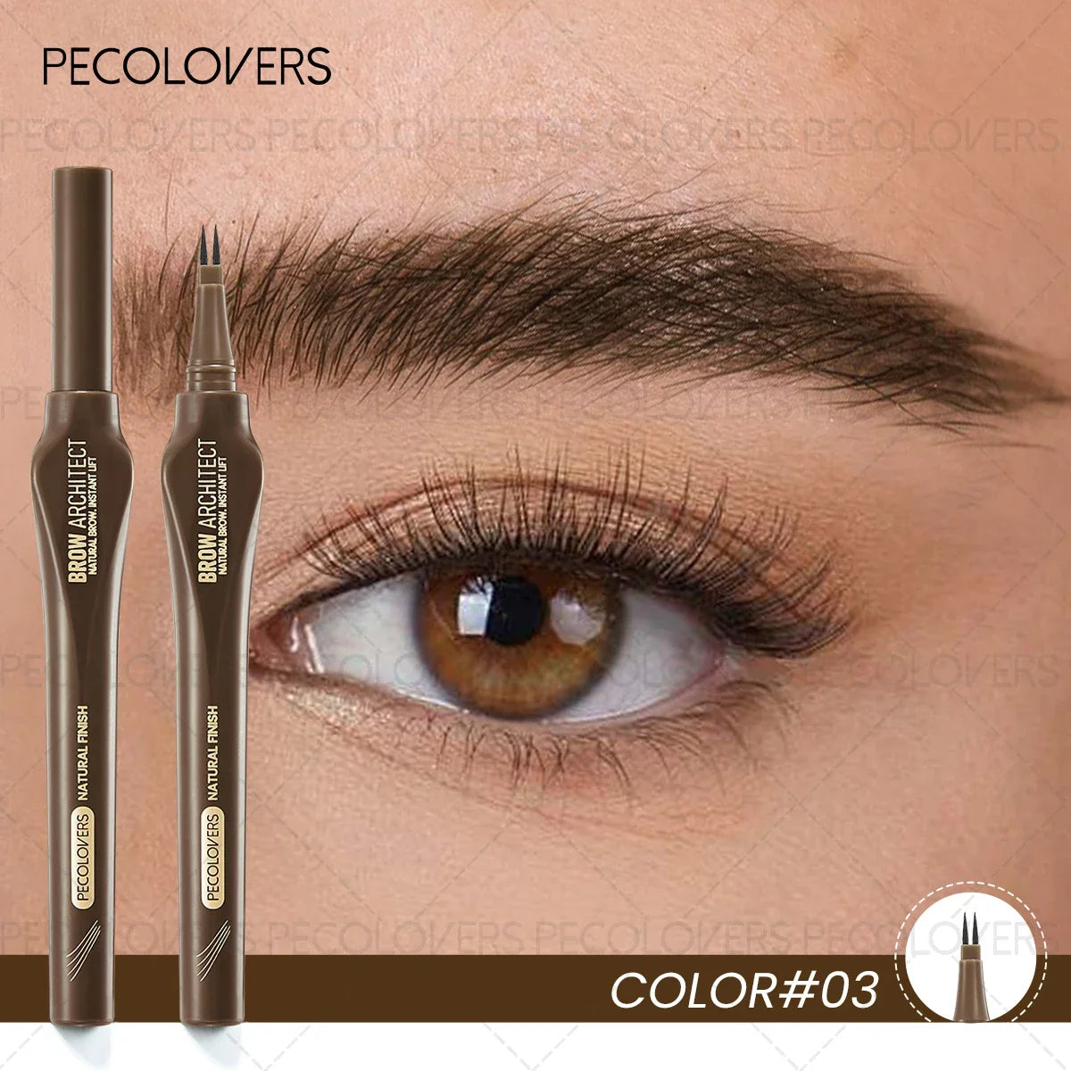Two-Prong Eyebrow Pen – Pigmented, Sweatproof | Mocha Brown & Black Eyebrow Pen Qme 03