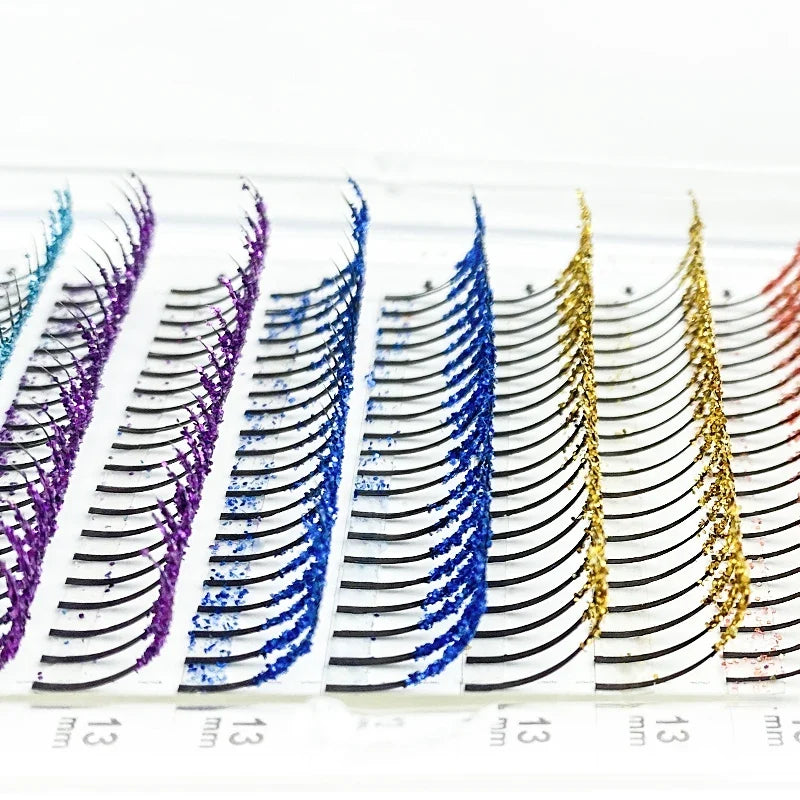 NATUHANA Glitter Colorful False Eyelash Extensions DIY Mix False Eyelashes Qme