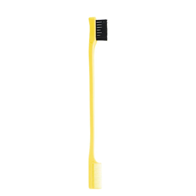 Anti-Static Edge Brush Comb 2-in-1 Double-Sided Styling Tool Edge Brush Comb Qme Yellow