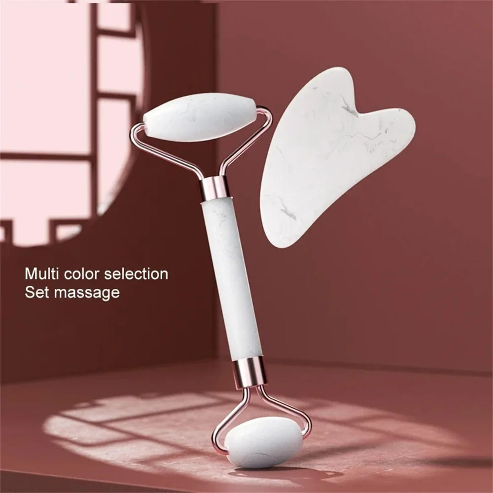 Facial Massage Roller & Gua Sha Stone – Face, Eye & Body Facial Massage Tool Qme