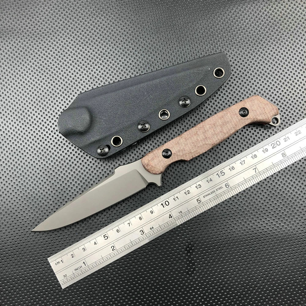 TRSKT D2 Fixed Blade Hunting Knife – Flax/G10 Handle, Kydex Sheath Fixed Blade Knife Qst 11 China Mainland