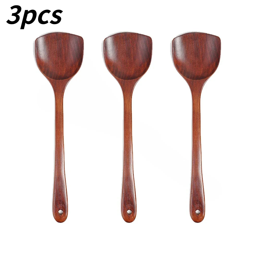 Wooden Spatula Set – 1, 3 & 5 Piece Long Handle Kitchen Tool Wooden Spatula Set Qme Wooden spatula 3pcs