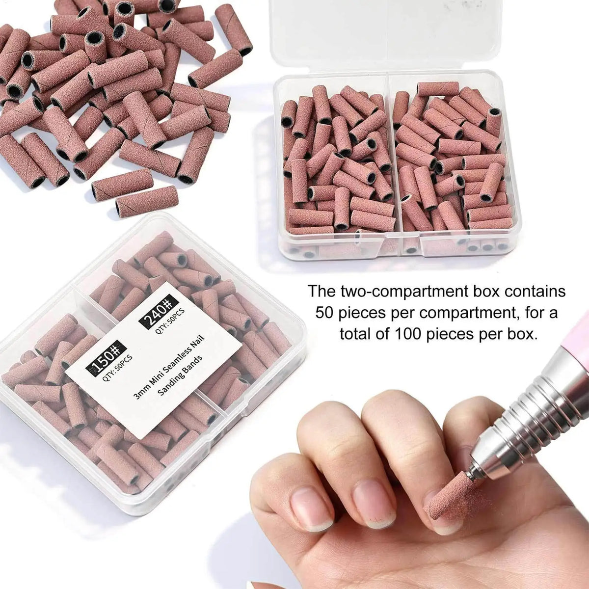 Nail Sanding Bands for Electric Drill – 50pcs Nail File Set Nail Sanding Bands Qme