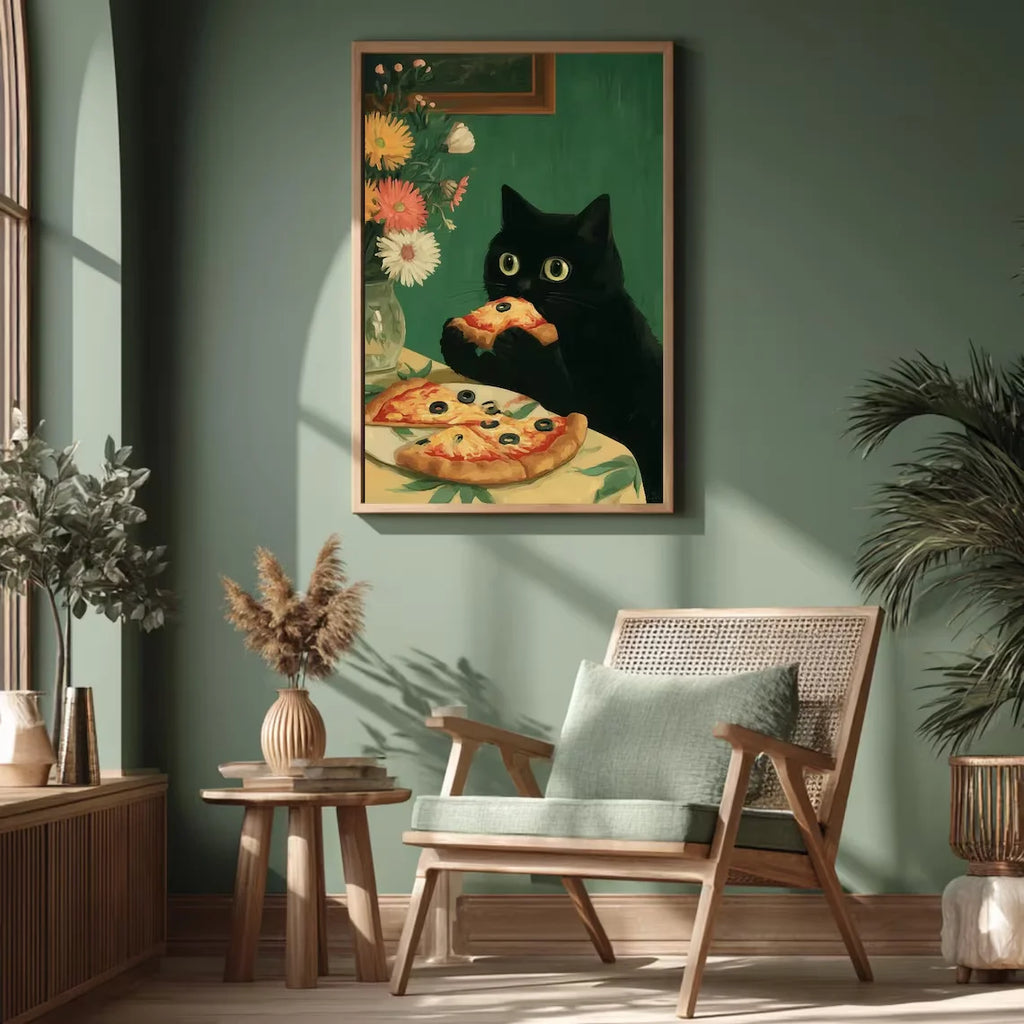 Black Cat Canvas Wall Art – Funny Kitchen & Home Decor Print Canvas Wall Art Qst