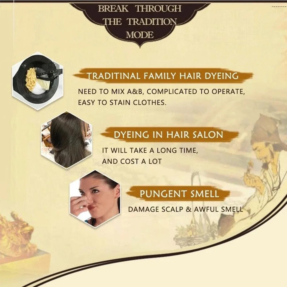 REAROYA Black Hair Dye Shampoo – Natural Plant Formula 500ml Hair Dye Shampoo Qst