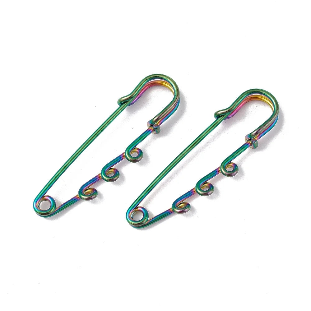 Triple Loop Stainless Steel Safety Pins for Lapel Pin Making – 20pcs Lapel Pin Findings Qme Rainbow Color