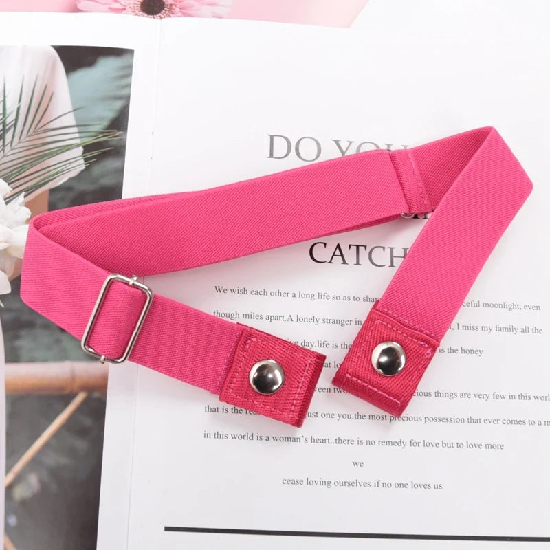 Women's Elastic Buckle-Free Canvas Waist Belt | 29 Colors Elastic Waist Belt Qme BEE-15 length 60-100cm China Mainland