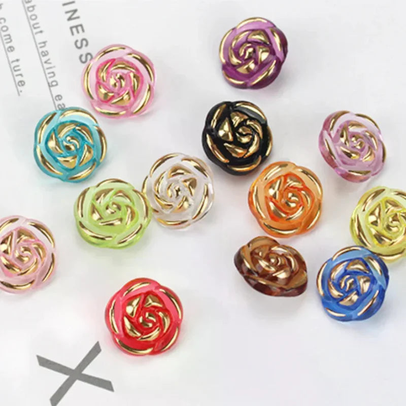 Acrylic Rose Flower Buttons 12.5mm – Sewing & DIY Crafts Craft Buttons Qme