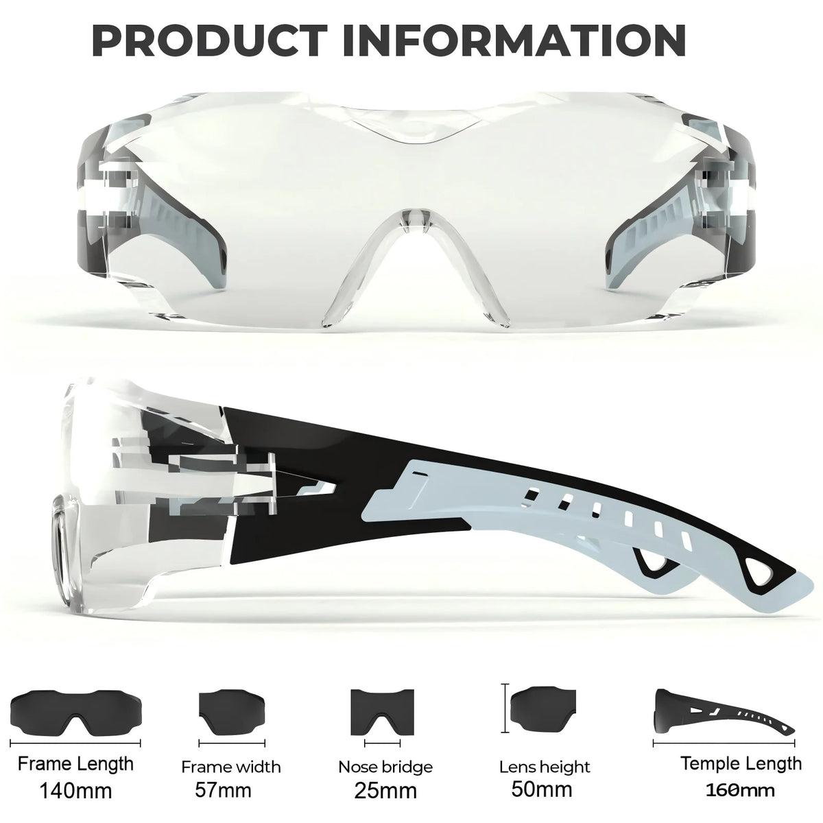 VOPHA ANSI Z87.1 Anti-Fog Safety Glasses Clear Wraparound Safety Glasses Qst
