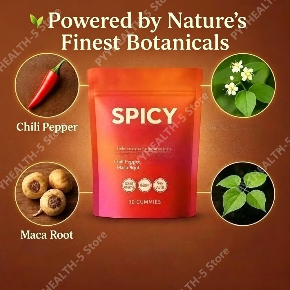 Spicy Peach Gummies – L-Theanine, Maca Root & Chili | 30ct Wellness Gummies Qst