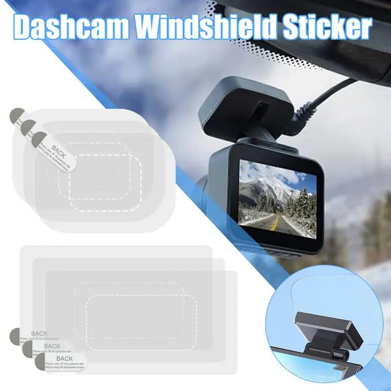 Dashcam Windshield Sticker 6-Pack | Transparent Static Cling Film Dashcam Accessory Qst