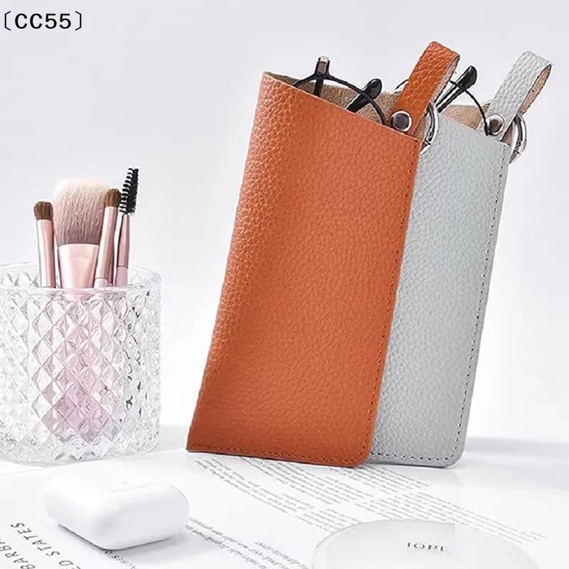 PU Leather Glasses Pouch with Keyring | Korean Style Case Eyewear Storage Case Qst