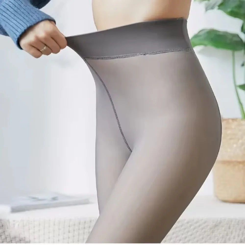 Women's Fleece-Lined Translucent Tights – Winter Warm Pantyhose Fleece-Lined Tights Qme