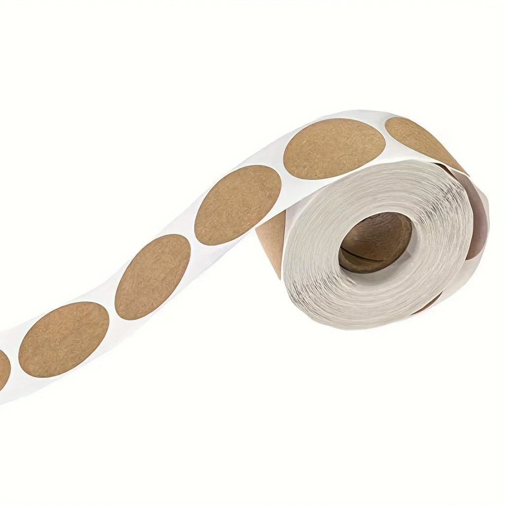 Kraft Round Self-Adhesive Label Stickers on Roll – 500 pcs Kraft Label Stickers Qme