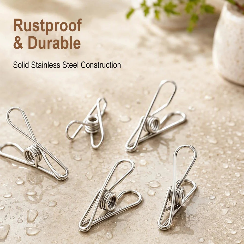 50PCS Stainless Steel Clothespins – 3 Styles, Rust-Resistant Stainless Steel Clothespins Qst