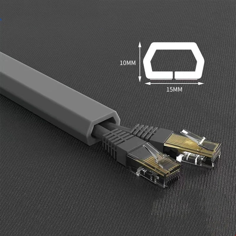 Arc Floor Cable Protector Flexible PVC Self-Adhesive Wire Tray Floor Cable Protector Qme grey-B 1m