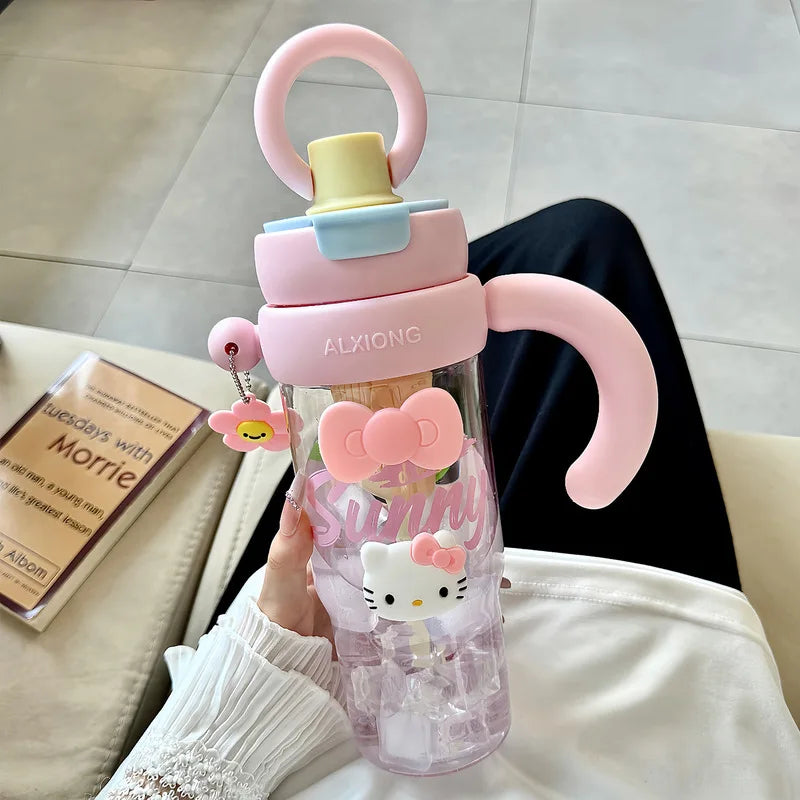 Hello Kitty Extra-Large Plastic Cup with Straw – 4 Colors Novelty Drinkware Cup Qme