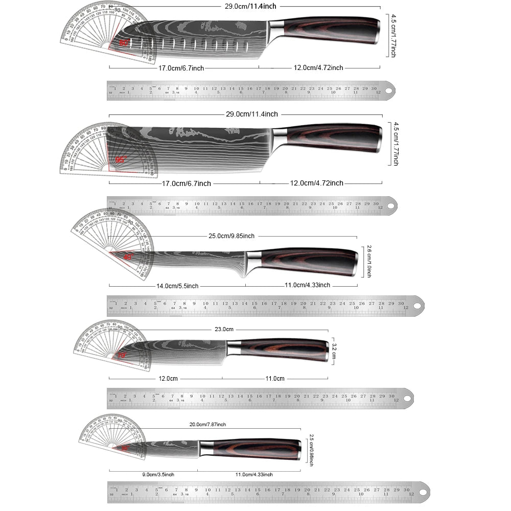 XITUO 5-Piece Chef Knife Set | Ultra Sharp Pakkawood Handle Kitchen Knife Set Qst