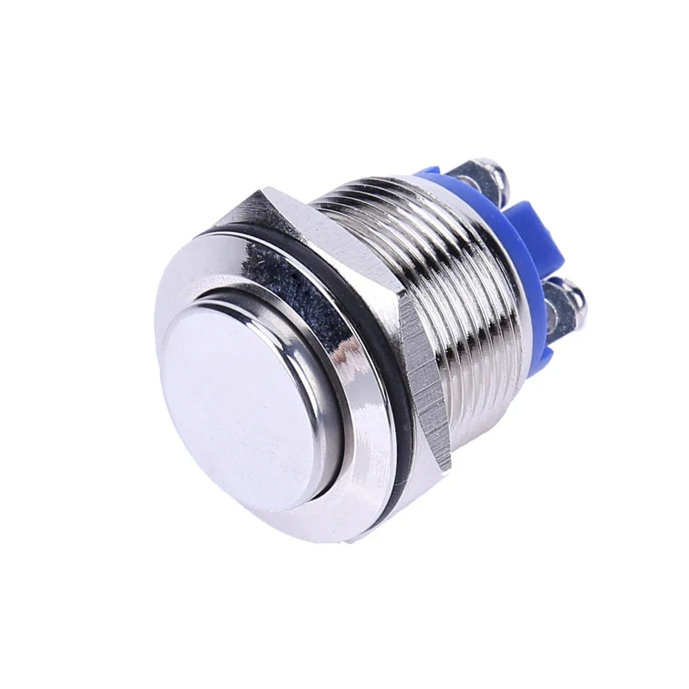 12V Waterproof Metal Push Button Switch – Silver Stainless Push Button Switch Qme