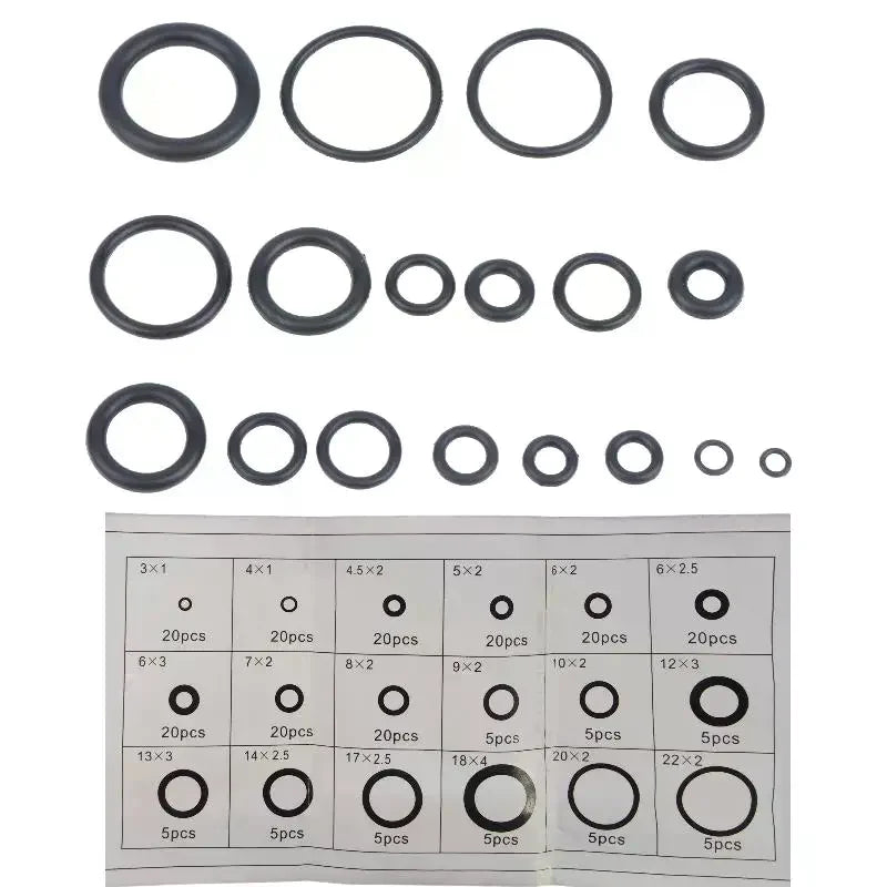 225-Piece Rubber O-Ring Kit – Oil & Water Resistant Multi-Size Seals O-Ring Seal Kit Qme