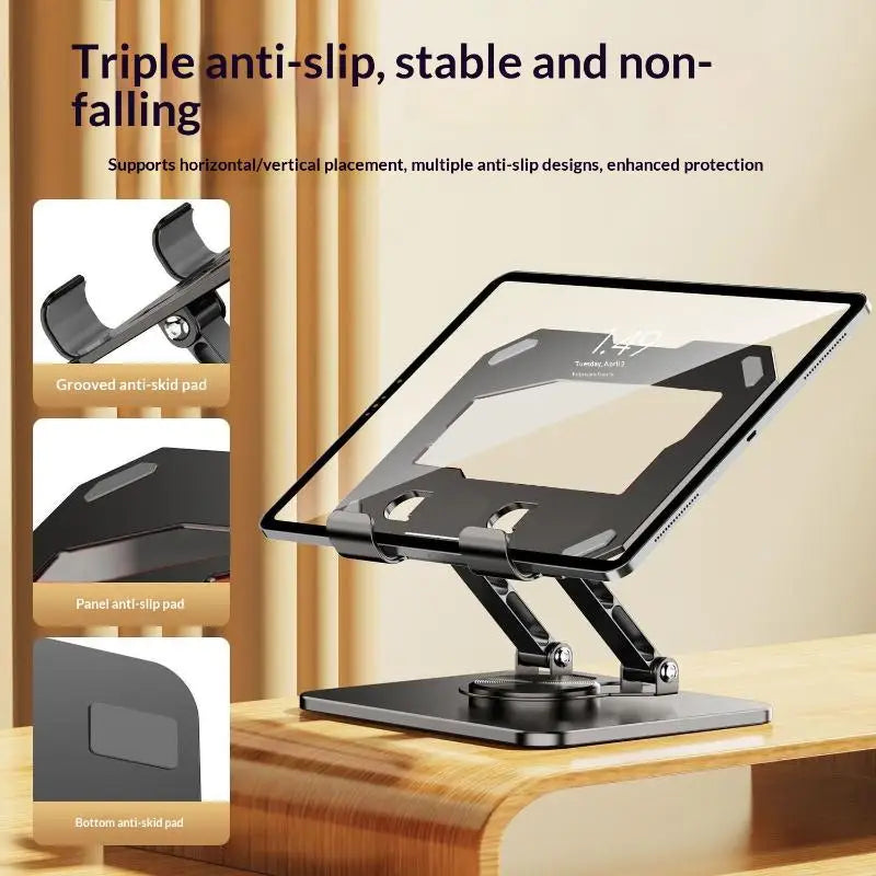 360° Rotating Foldable Tablet Stand for 4–16 Inch Devices Tablet Stand Qme Black