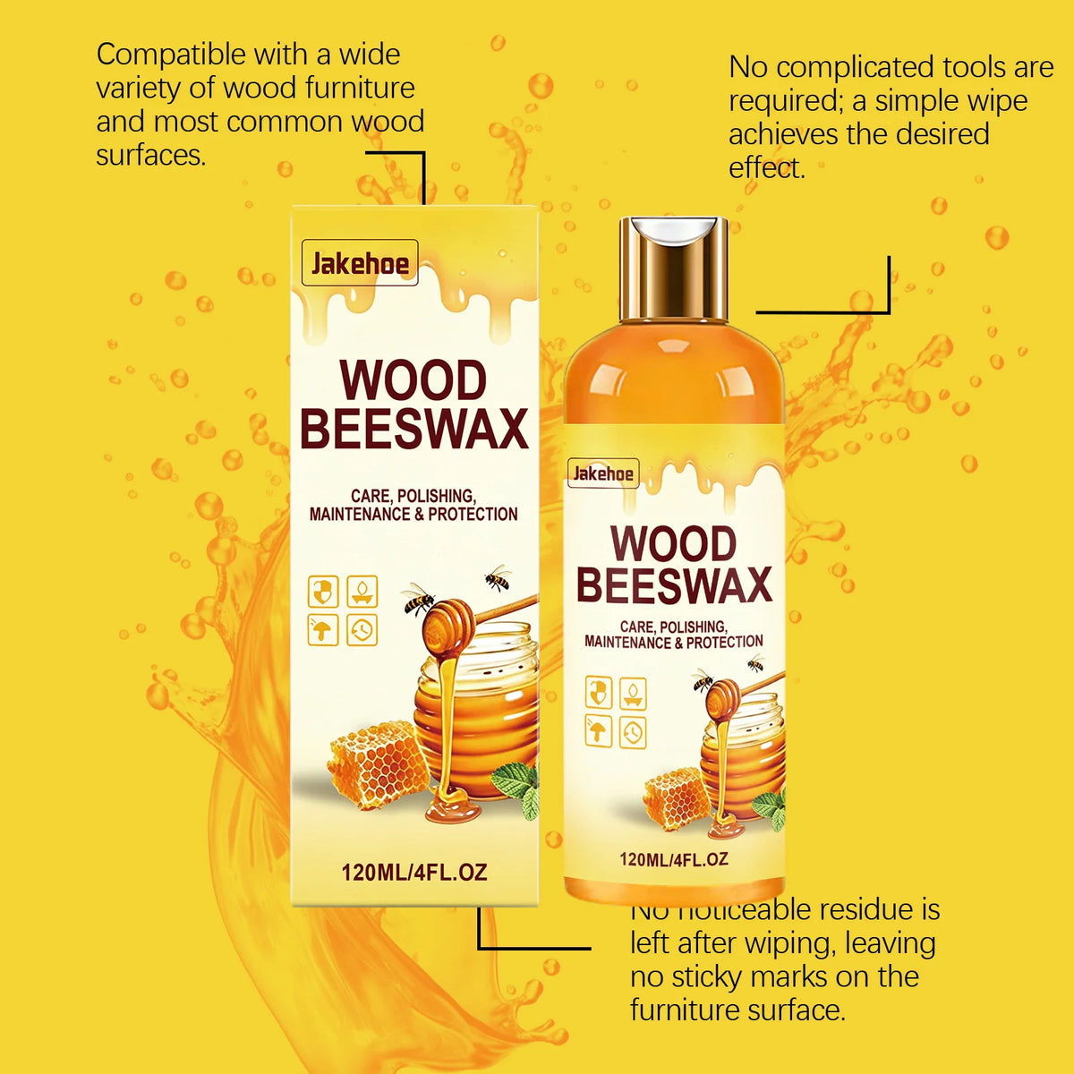 Natural Beeswax Wood Polish & Furniture Care 120ml | JAKEHOE Furniture Polish Wax Qst
