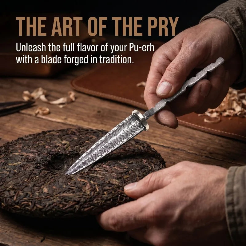 Damascus Steel Tea Knife Blank – DIY Pu'er Tea Needle Tool Tea Knife Blank Qst T-057A