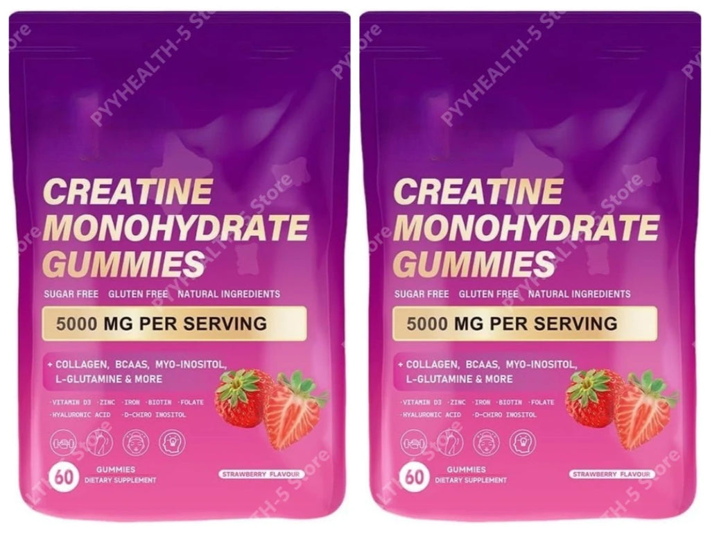 Creatine Monohydrate Gummies – Collagen, Vitamin D3 & Hyaluronic Acid Workout Supplement Gummies Qst 120 Count(Pack of 2)