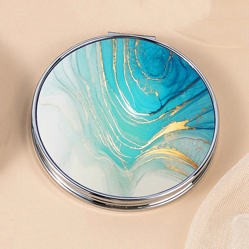 Vintage Stripe Mini Compact Makeup Mirror – Portable Bag Mirror Compact Makeup Mirror Qst H