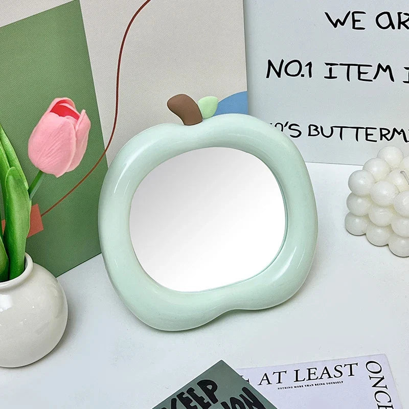 Apple-Shaped Decorative Makeup Mirror for Desk & Bedroom Decorative Makeup Mirror Qme Green