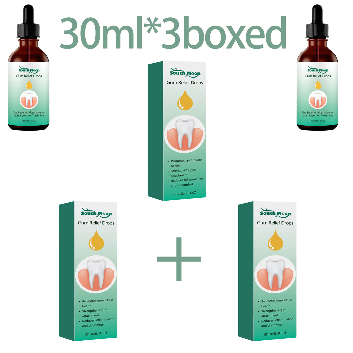 South Moon 30ml Gum Repair Drops – Oral Care & Whitening Oral Care Drops Qst 3pcs X 30ml