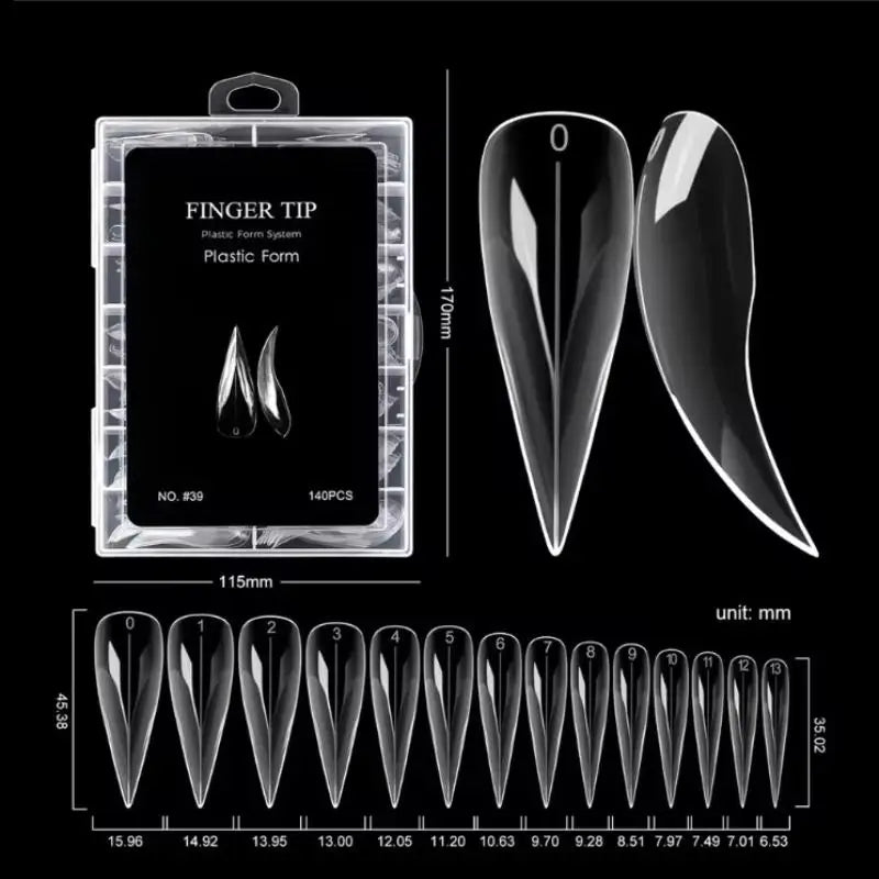 Curved Stiletto Nail Dual Forms 3D Cat's Claw Extension Tips 140pc Nail Extension Forms Qme