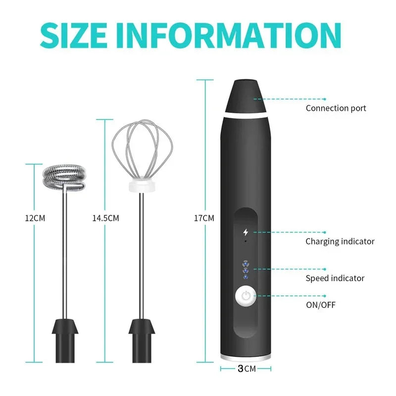 Handheld Electric Milk Frother USB Rechargeable Mini Blender Handheld Milk Frother Qme