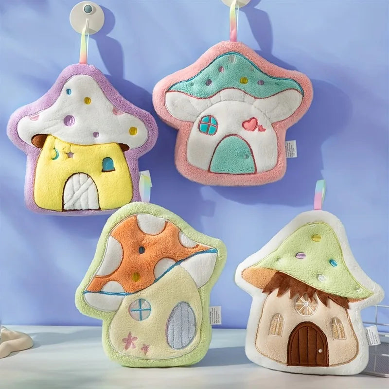Cartoon Mushroom Kids Hanging Hand Towel – Soft & Absorbent Kids Hand Towel Qme