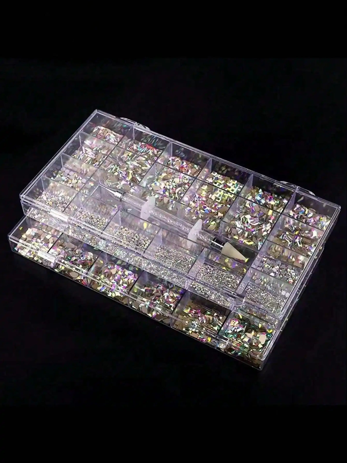 21-Grid AB Flat Bottom Diamond Nail Art Rhinestone Set Nail Art Rhinestones Qme