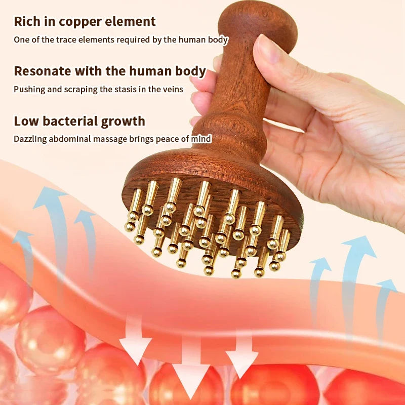 Copper Head Gua Sha Massage Comb – Wooden SPA Tool Gua Sha Massage Comb Qme