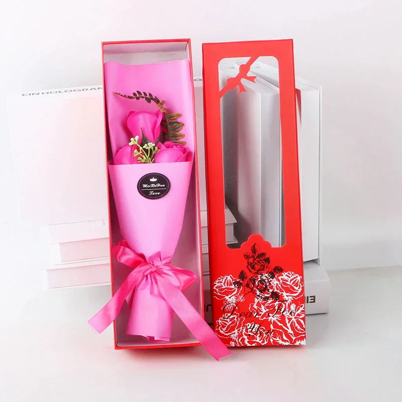 Luxury Artificial Soap Flower Bouquet Gift Box – 10 Colors Artificial Flower Gift Set Qme